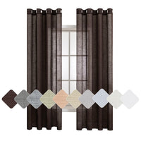 1 x RAW Customer Returns MIULEE Set of 2 Voile Curtains Sheer Linen Curtain with Eyelets Transparent Linen Look Curtain Eyelet Curtain Living Room Window Curtain Translucent Decorative Curtain Bedroom 140 x 225 cm W x H Coffee - RRP €28.99