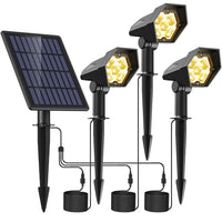 1 x RAW Customer Returns Ainostone solar lamps 3-in-1 solar lights warm white solar spotlight with ground spike LED garden spotlight IP65 winterproof with 3 brightness levels dusk to dawn 3 meter cable for garden outdoor tree driveway path - RRP €30.24