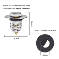 1 x Brand New Drain plug, pop up drain plug, universal sink plug, brass rebound core drain fitting strainer with 2 seals, for between 34 40 mm bathroom kitchen sink drain accessories - RRP €20.4