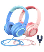 1 x RAW Customer Returns iClever Kids Headphones 2 Pack - 94dB Safe Volume Limited - Headphones for Children with Sharing Splitter, Tangle-Free Foldable Stereo Headphones Children With Cable for School Tablet Travel - RRP €23.9