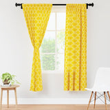 1 x RAW Customer Returns Encasa Homes Polyester Semi-Transparent Printed Door Curtains with Tie Back 142 x 183 cm 6 ft , Yellow Trellis - 2 Pack - Non-Shrink Machine Washable - RRP €23.27