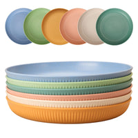 1 x RAW Customer Returns CSYY 6 Piece Plates, Unbreakable Dinner Plate Set, Deep Plastic Picnic Plate Set 22.5cm 9inch Camping Plate for Salad Pasta Party at Home Microwave and Dishwasher Safe - RRP €18.99