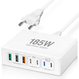 1 x RAW Customer Returns USB C charger, total 185W 7 port GAN USB C multiple charger, USB power supply charging station compatible with MacBook Pro Air, iPhone 12 13 14 15, Samsung S23 22 - RRP €41.34