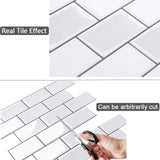 1 x RAW Customer Returns Yoillione Tile Stickers Kitchen Bathroom, Kitchen Backsplash Adhesive Tiles Mosaic Bathroom Wall Stickers Kitchen White, 10 Pieces 3D Decorative Wall Panels PVC Waterproof Brick Tile - RRP €34.99