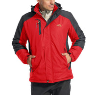 1 x RAW Customer Returns KEFITEVD Men s Snowboard Jacket with Warm Liner, Waterproof Ski Jacket, Softshell Jacket with Hood, Breathable Winter Jacket, Red, XL - RRP €82.98