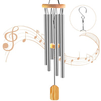 1 x RAW Customer Returns JelyArt Wind Chimes for Outdoor Use, 6 Aluminum Alloy Tubes Chime for Garden Balcony Outdoor Hanging Metal Silver  - RRP €11.74