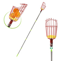 1 x RAW Customer Returns Suwimut Fruit Picker Tool, 2.4m 8FT Extendable Fruit Picker Pole with Large Rotating Basket, Length Adjustable Garden Tools, Fruit Catcher, Tree Picker for Picking Peach, Mango, Apple, Pear - RRP €18.14