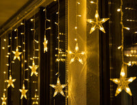 1 x RAW Customer Returns BLOOMWIN Curtain Lights Star Fairy Lights Curtain USB 8 Modes Mood Lights Christmas Lights for Window Door Indoor Star Curtain Warm White - RRP €26.99