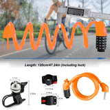 1 x Brand New Anti-theft combination lock, bicycle lock cable, bicycle bell, bicycle lock with number code, cable lock, combination lock bicycle, Kiuiom - RRP €24.0