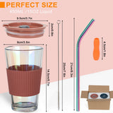 1 x RAW Customer Returns UHAPEER glass cups 450 ml set of 2, smoothie cups to go, drinking cups with splash-proof lid and straw, travel mug, iced coffee cups to go, BPA free whiskey glasses drinking glass - RRP €24.99