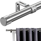 8 x Brand New INFLATION curtain rods with cap knobs 76-238cm, silver curtain rod silver end caps with brackets fitting set window rods for living room outdoor area - RRP €213.04