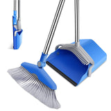 1 x RAW Customer Returns Masthome set broom and dustpan with long handle, extendable, sweeping set and dustpan, vertical, with handle of 126 cm, for cleaning home, kitchen, office - RRP €24.0