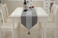 2 x Brand New SWECOMZE Table Runner with Diamond, Tablecloth with Tassel Tablecloth for Parties Dinner Holidays Kitchen Thanksgiving Christmas Gray, 32 210CM  - RRP €44.36