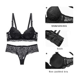 1 x RAW Customer Returns SHEKINI Women s Underwear Sets Lingerie Bra with Lace Underwire Removable Straps Elegance Push Up Bra and Thong Set of 2 Pieces - RRP €25.37