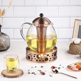 1 x RAW Customer Returns glastal glass bronze teapot 1500ml with 18 8 stainless steel tea strainer borosilicate glass tea maker glass jug suitable for tea warmer - RRP €24.9