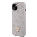 1 x RAW Customer Returns GUESS GUHCP15SP4TDPP Case for iPhone 15 6.1 Pink hardcase Leather 4G Triangle Rhinestone - RRP €38.76