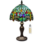 1 x RAW Customer Returns MIAOKE Tiffany Style Table Lamp, Vintage Table Lamp, Handcraft Stained Glass Lampshade Table Lamps for Bedroom Bedside Lamp Study Office Green Dragonfly  - RRP €74.99