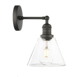 1 x RAW Customer Returns Phansthy Loft Wall Lamp, Clear Glass Funnel, Vintage Industrial Wall Light Wall Lighting Chic Simple Wall Light Industrial Style Black Color  - RRP €56.46