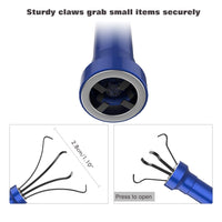 1 x RAW Customer Returns Housolution Magnetic Grabber with 4 Claws, Flexible Lighting Grabber Sliding Aid with LED, Flexible Pickup Tool Claw Grabber for Waste Selection Main Tub Drain - Blue - RRP €15.73