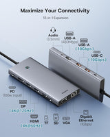 1 x RAW Customer Returns Baseus Docking Station USB C per 3 Monitor, 13-in-1 Hub USB C con 2 HDMI 4K 60Hz, DisplayPort 4K 120Hz, VGA, Port Dati de USB 3.1 10Gbps, PD 100W ed Ethernet, Compatibile con Dell HP Lenovo Surface - RRP €76.99