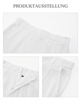 1 x RAW Customer Returns HMIYA women s linen trousers - wide leg summer trousers casual loose with pockets fabric trousers, white, L - RRP €38.3