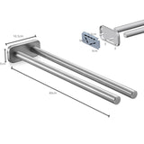 1 x RAW Customer Returns JS Towel Holder Stainless Steel Brushed Bathroom Towel Rail Two Arms Wall Mounted Bathroom Towel Holder 40cm - RRP €22.99