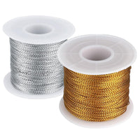 1 x RAW Customer Returns 2 Rolls Metallic Cord 0.4mm 50m Gold Silver Cord Craft Cord Golden Thread for Wrapping Paper Decoration Crafts Hanging Card DIY Craft - RRP €20.4