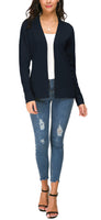 1 x RAW Customer Returns EXCHIC Women s Long Sleeve Thin Casual Knitted Coat Lightweight Cardigan L, Navy Blue  - RRP €33.25