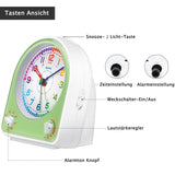 1 x RAW Customer Returns Eachui Analog Alarm Clock without Ticking with Snooze Function, Night Light, Adjustable Volume and 7 Alarm Tones, Children s Gift Alarm Clock Silent for Boys Girls Green  - RRP €20.16