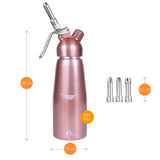 1 x RAW Customer Returns Amazy cream dispenser including 3 stainless steel nozzles 2 cleaning brushes professional cream siphon made of aluminum for the preparation of whipped cream, cream, mousse, espuma Co. rose gold 500 ml  - RRP €34.42