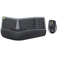 1 x RAW Customer Returns Ergonomic keyboard and mouse wireless with wrist rest, seenda 2.4GHz keyboard mouse set wireless ergonomic, split keyboard with German layout for Windows, laptop PC, black and gray - RRP €40.33