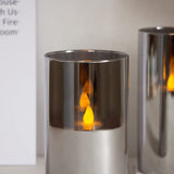 1 x Brand New Vtobay Gray Glass 10x20cm Flameless LED Candles, Flickering Battery Operated Pillar Candles Made of Real Wax with Remote Control and Timer Function Set of 2, 500 Hours Continuous Use  - RRP €22.99