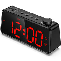 1 x RAW Customer Returns ANJANK Digital Alarm Clock with Radio, Dimmable LED Display, Mains Powered with Backup Battery, USB Charging Station, Easy to Read Red Numbers for Elderly - RRP €32.99