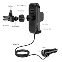 1 x RAW Customer Returns 3T6B Bluetooth 5.0 FM Transmitter, 3 in 1 USB cigarette lighter adapter with car cell phone holder, hands-free car audio adapter MP3 player with QC3.0 USB, support TF card AUX output - RRP €34.99