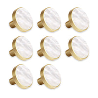 1 x RAW Customer Returns SUBMARINE 8pcs Dresser Knobs Brass Cabinet Knobs Decorative Drawer Knobs Furniture Knobs Coat Hooks Modern Knobs Door Handles Furniture Handle for Cabinet Drawer Kitchen 27mm Shell Look - RRP €22.18