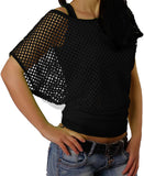 1 x RAW Customer Returns ELFIN women s mesh shirt, mesh top, mesh shirt, 80s outfits, carnival, theme party tops, mesh top, summer tops, black, XXL - RRP €24.19