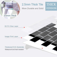 1 x RAW Customer Returns Yoillione Upgrade Thicker 3d Tile Stickers for Bathroom Kitchen, Adhesive Tiles Vinyl Tiles Self-Adhesive Tile Film, Black PVC Metro Tiles Self-Adhesive Tile Decor 5 Sheets - RRP €27.22