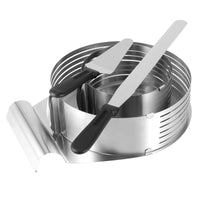 1 x RAW Customer Returns CHUENHEI cake base cutting aid, 2 cake cutter round silver set with 1 cake knife, 1 stainless steel cake lifter, 1 cake lifter, 15-20cm 25-30cm cake ring adjustable - RRP €22.18