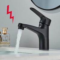 1 x RAW Customer Returns JUNSOTTOR Low Pressure Faucet Bathroom Black Faucet Bathroom Wash Basin Faucet Single Lever Brass Mixer Tap Short - RRP €43.75