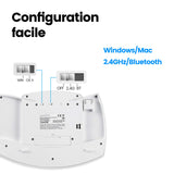 1 x RAW Customer Returns perixx PERIBOARD-612W, Large Ergonomic Wireless Keyboard, 2.4Ghz Connection and Bluetooth 4.0 for Windows and Mac White, AZERTY  - RRP €81.5