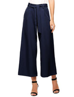 1 x RAW Customer Returns Beyove Pants Women High Waist Suit Pants Elastic Waist Casual Pants Loose Wide Leg Women s Pants for Business Office Everyday Dark Blue XL - RRP €30.99