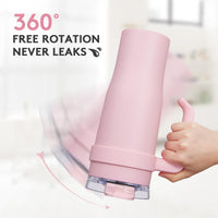 1 x RAW Customer Returns Autsel 1200ml with handle and straw lid vacuum insulated travel bottle made of high-quality stainless steel for hot and cold pink - RRP €33.54