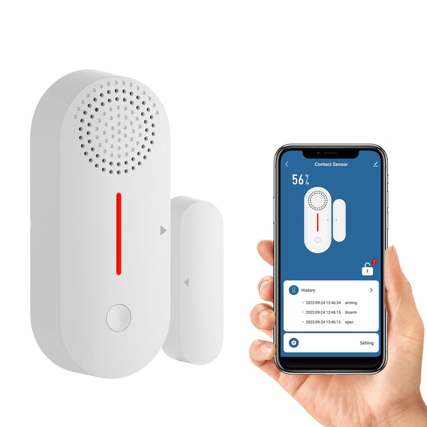 2 x Alarma de puerta con WiFi y sensor de ventana Erdiegle, sistema de alarma para casa con control por aplicación, 2,4 Ghz, temporizador de armado y desarmado, retardo de tiempo de sonido ajustable - PVP 45,02 € - Jobalots Europe