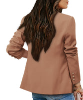 1 x Brand New CZIMOO Blazer Women s Elegant Long Sleeve Open Front Suits Jackets Business Lapel Cardigan with Buttons Casual Jackets Women s Blazer Camel L - RRP €35.78