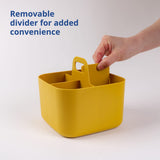 1 x RAW Customer Returns BLUE GINKGO Multipurpose Storage - Stackable Plastic Caddy with Handle for Crafts, Desk Caddy, Art Organizers and Containers, Makeup Square - Yellow - RRP €18.68