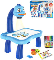 1 x RAW Customer Returns Aolieh Trace and Draw Projector Toy, Drawing Board for Kids, Trace and Draw Projector Toy Kids Drawing Projector Table with Smart Projector and Light Music Blue Dinosaur  - RRP €20.15