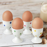 1 x RAW Customer Returns Cinf Ceramic Polka Dots Egg Cups Easter Gifts Gift Set 4 Porcelain Holders Breakfast Boiled Cooking Tool Stable Easy to Clean, REUSABLE Easter Gift - RRP €16.99