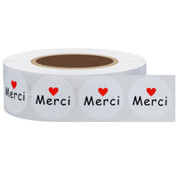 1 x RAW Customer Returns Hycodest Round French Thank You Stickers White Self Adhesive Red Heart 1000 Labels 1  - RRP €16.8