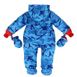 1 x RAW Customer Returns JiAmy Baby Snowsuits with Gloves and Shoes Boys Winter Warm Hooded Romper Clothing Set 6-9 Months - RRP €29.97