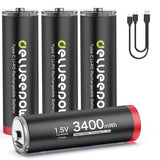 1 x RAW Customer Returns Delyeepow USB-C AA Batteries Lithium Rechargeable, 1.5V 3400mWh USB Rechargeable AA Batteries with 2-in-1 USB-C Charging Cable, 1 Hour Quick Charge, 1500 Cycle, 4 Pack - RRP €24.99